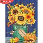 HUACAN Алмазная Цветочная мозаика камни в форме ромбакруглый алмазное Рисование Подсолнечник ваза вышивка Настенный декор со стразами искусство