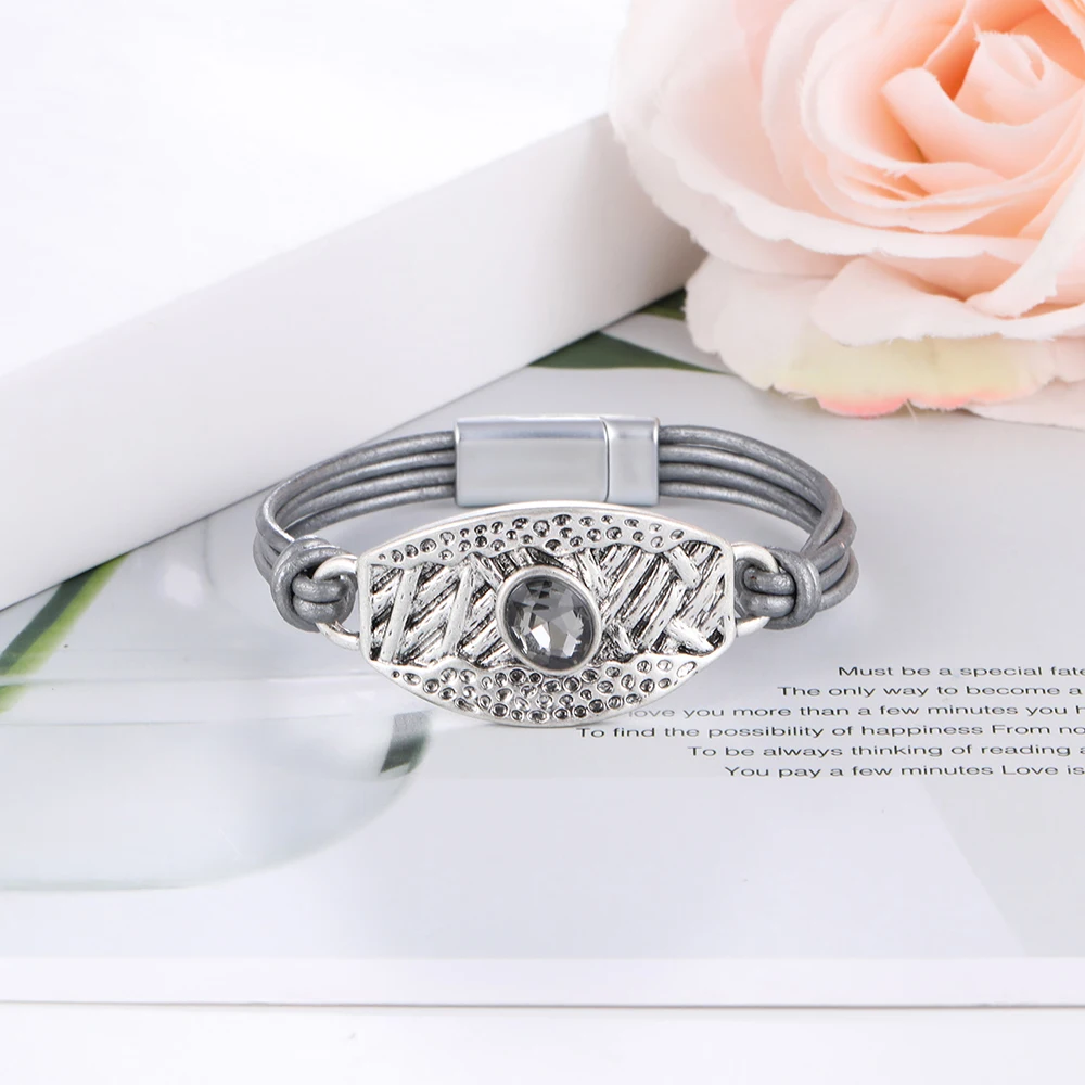 Овальные стеклянные антицветные искусственная кожа цепочка Кристальные