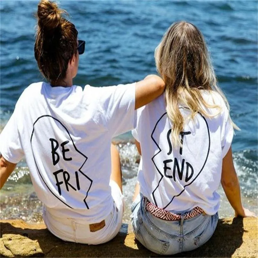 2019 Новая летняя футболка с принтом Лучшие друзья надписью BE FRI ST END для женщин
