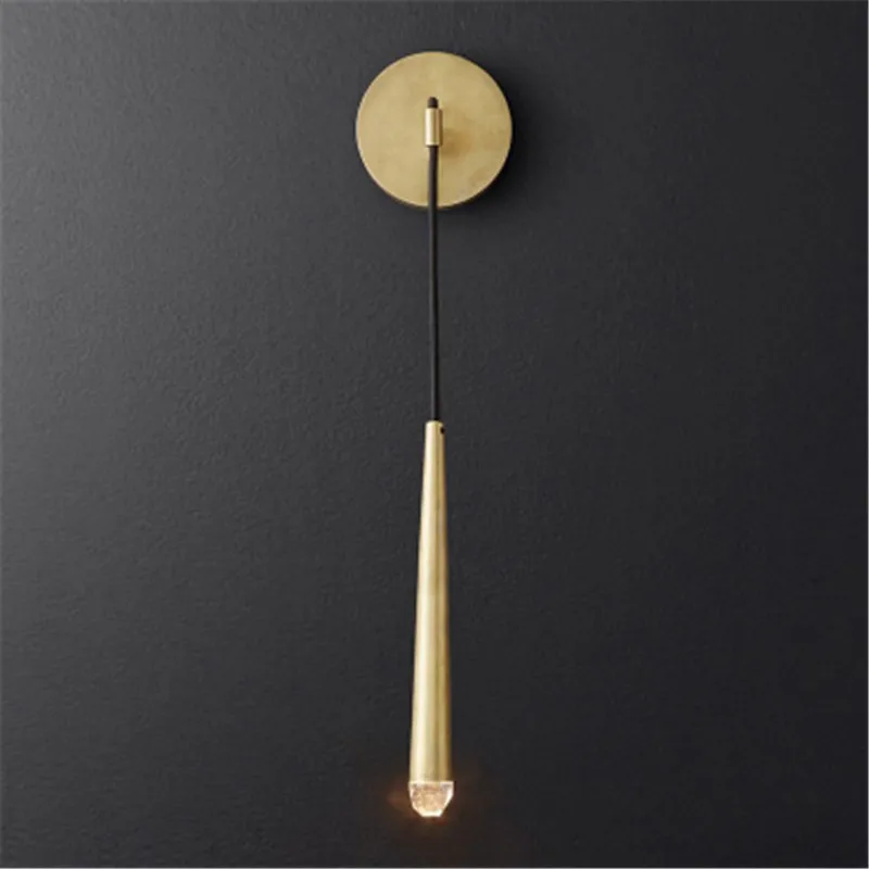 

Nordic Loft Gold Mteal Led Wall Lamp Creative Retro Brass Long Stick Bedroom Bedside Cafe Clothes Shop Aisle Wall Sconcet