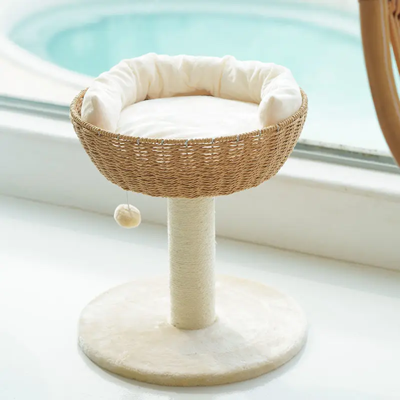 

Cat Litter Winter Warm Rattan Small Cat Litter Climbing Frame Integrated Cat Scratching Board Nest Round Cat Bed Pet Supplies