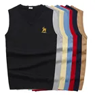 Мужской свитер-поло с вышивкой логотипа Big Horse, осенне-зимний повседневный деловой жилет из 100% хлопка с V-образным вырезом