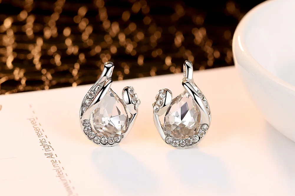Double Fair Classic Beauty Teardrop Sets For Women Wedding Engagement Jewelry Necklace& Earring Fashionable Jewellry KAS099