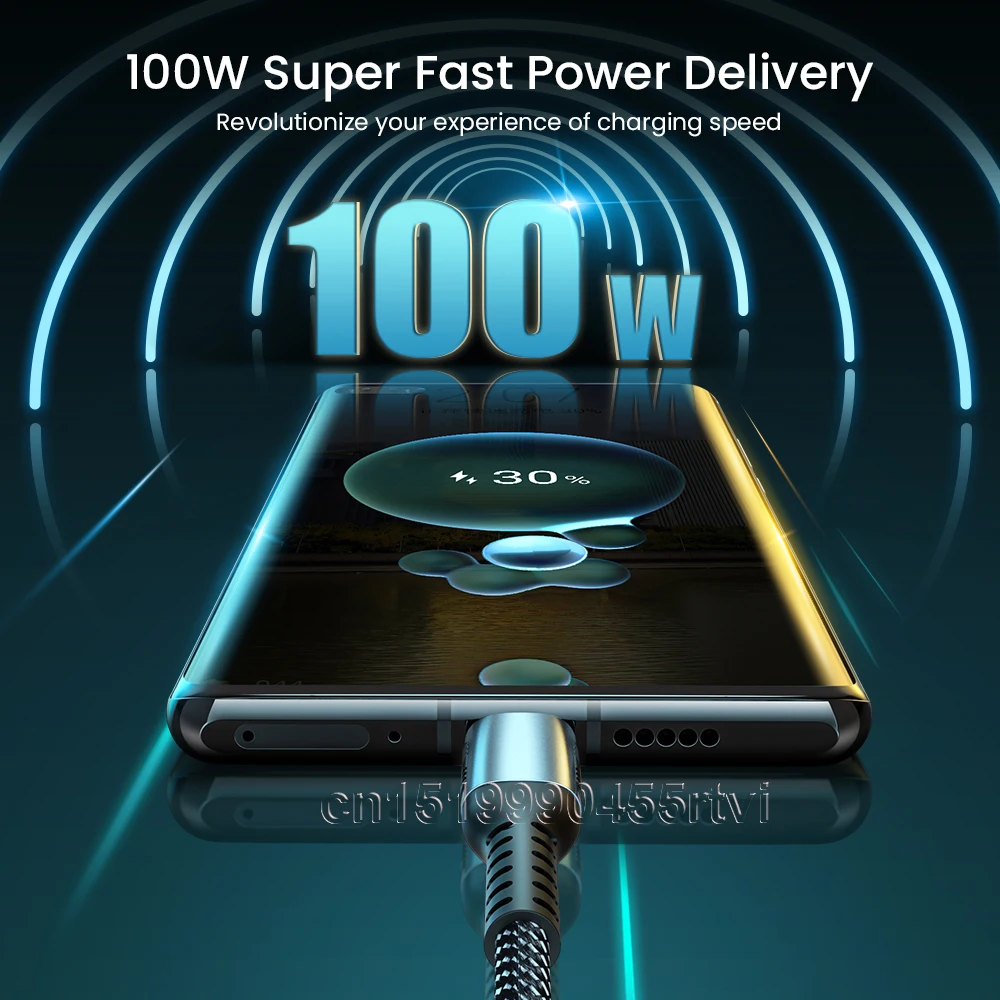 5A USB C TO USB C Data Cable Type C PD 100W For Samsung S 20 10 Note10 Note9 Fast Charging USB C For Redmi mi 11 HUAWEI P40 P30