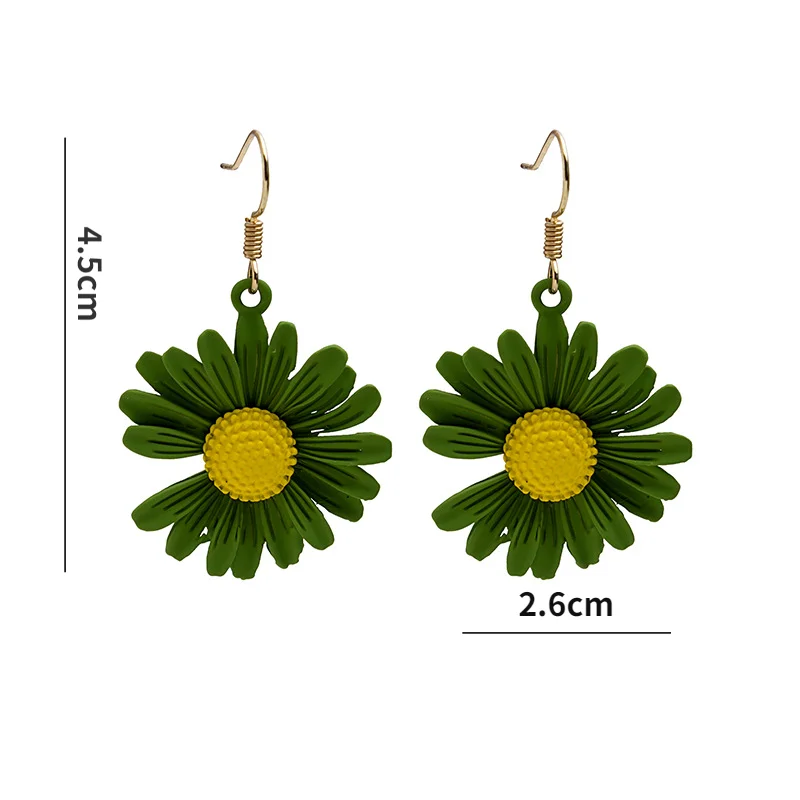

1pair Romantic Small Daisy Candy Color Earrings Sun Flower Alloy Drop Earrings for Women Girl Party Favors