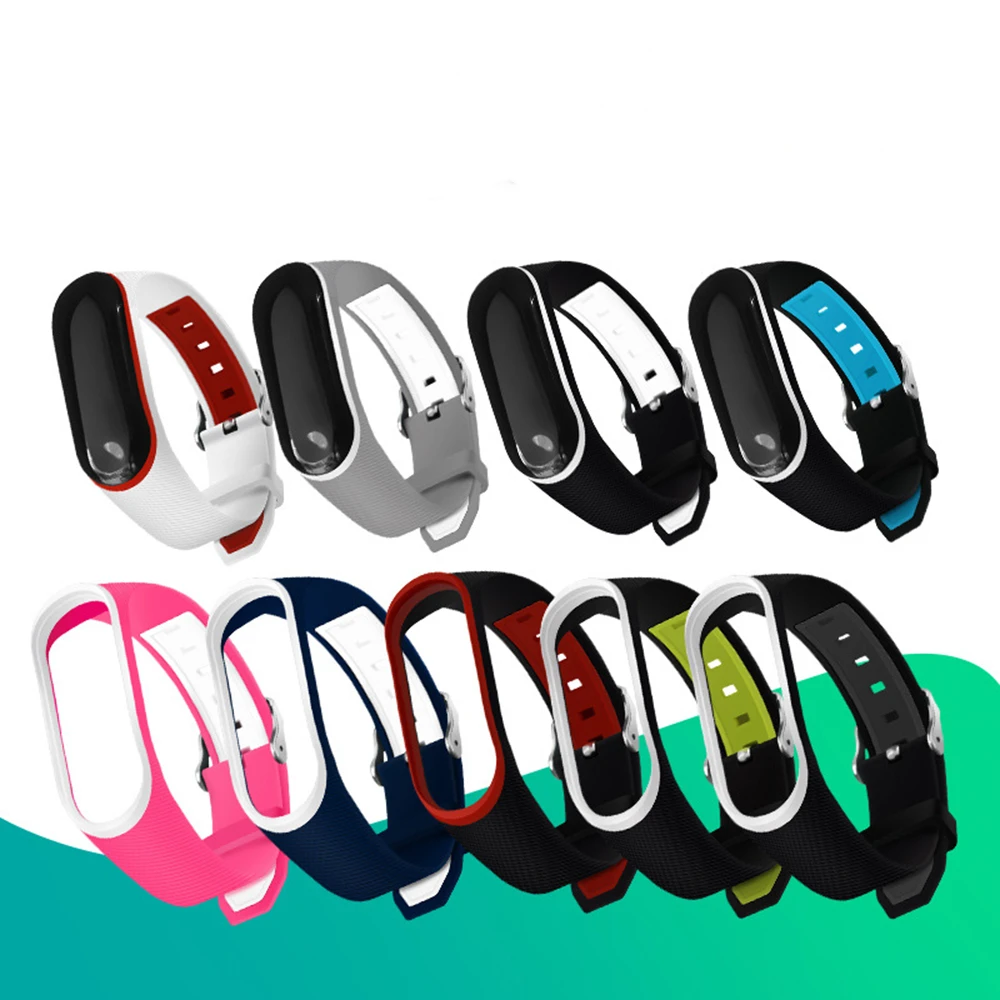 Ремешок сменный для Xiaomi Mi Band 3 двухцветный саржевый браслет умных