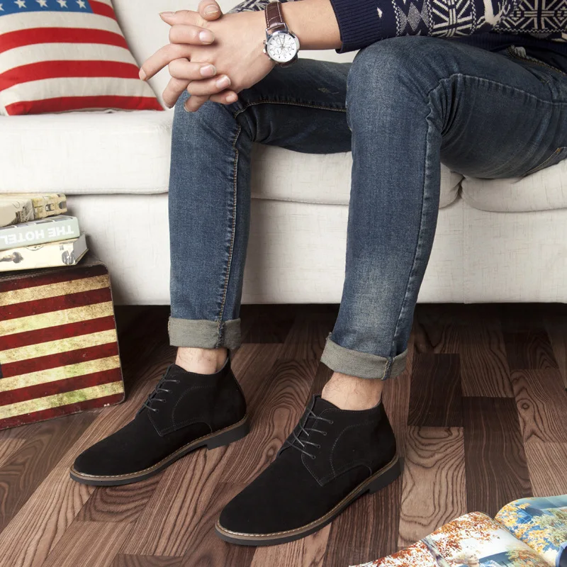 

Men Boots High Top Man Shoes Autumn Winter Male Ankle Boots Lace Up 2019 Fashion Tooling Work Shoes Genuine Leather Botas Homme