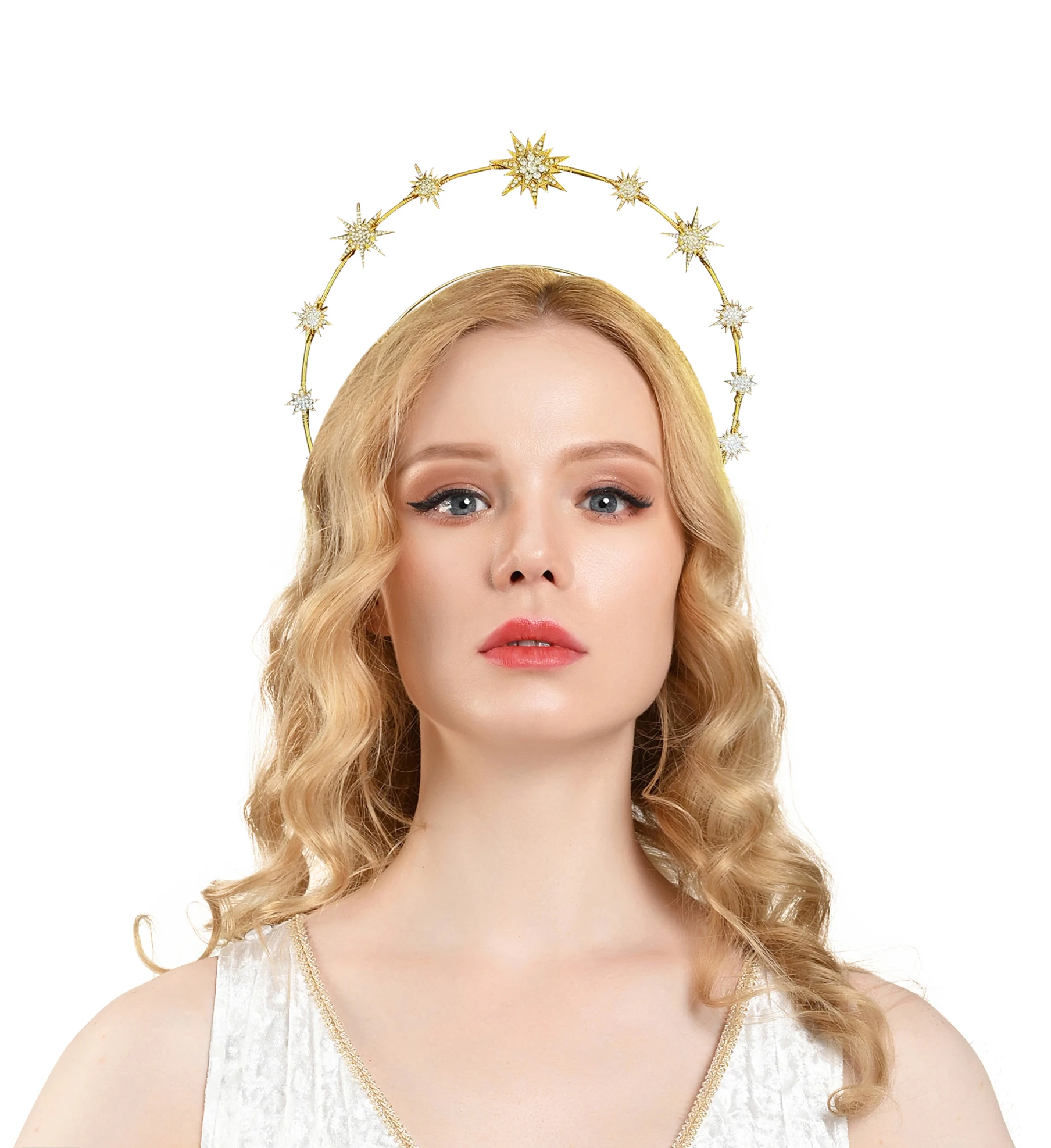 Halo Crown Moon Stars богиня Корона ободок тиара и короны для женщин Boho свадебный головной
