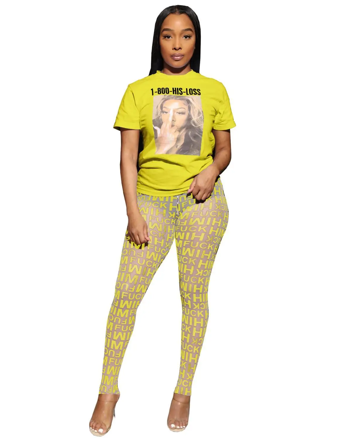 

hot fashion summer two piece set women two piece outfits tracksuit women set mesh pants and T shirt