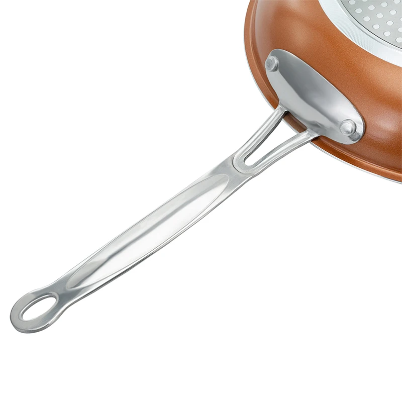 24 см Кухня медная сковорода для жарки с Керамика покрытие легко чистить Skillet