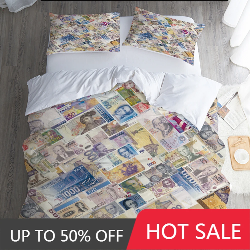 

Banknotes From Various Countries Summer Quilt Digital Design Custom Patterns Bedding Brushed Cloth Cover Print Quilt Single King