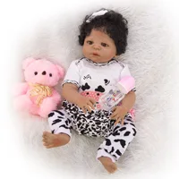 smooth black skin All Silicone Body Reborn baby 55cm Very realistic little girl Doll Can be washed Toddler Toy Christmas Gift