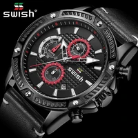 fashion sports watches men top brand luxury leather strap chronograph quartz wristwatch waterproof military clock man relogio