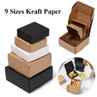 10 шт. маленькая коробка из крафт-бумаги, Коричневая Картонная фотобумага, белая Подарочная коробка из крафт-бумаги, черная упаковка, коробка для ювелирных изделий, 9 размеров