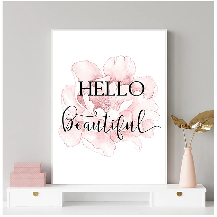 Фотография детской комнаты Декор для дома розовый цветок пиона плакат в