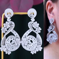 missvikki original luxury trendy shiny big dangle earrings full mirco paved cubic zircon cz naija wedding earrings jewelry gift