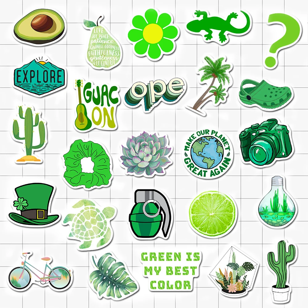 VANMAXX 50 PCS Green VSCO Summer Fresh INS Style Stickers Waterproof Vinyl Decal for Laptop Helmet Bicycle Luggage Guitar Cars
