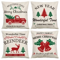 santa winter deer christmas tree decor home linen cushion cover 4545cm red buffalo plaid throw pillow covers merry christmas
