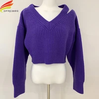 new 2020 autumn winter womens sweaters v neck pullovers minimalist off shoulder oversize knitted sweater elegant ladies jumpers