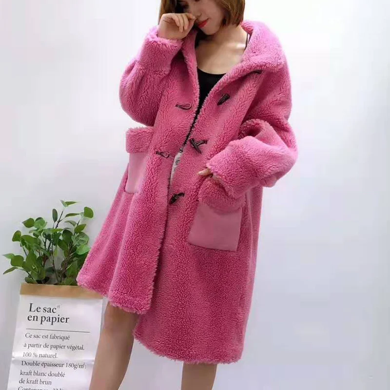 New wool arrive blends fur coat casual women clothes winter 2021 long parka real price with Horn Button faux leather jacket | Женская