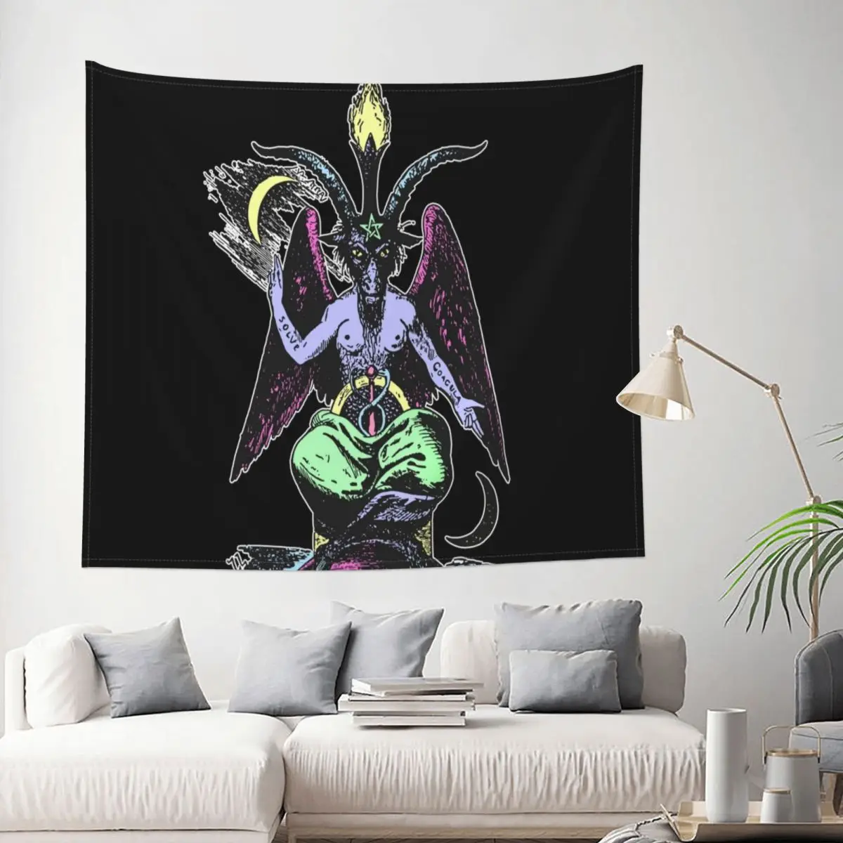 

Pastel Baphomet Black Tapestry Witchcraft Tarot Magic Decoration Wall Room Home Decor Hanging Bedroom Kawaii Cute Gift