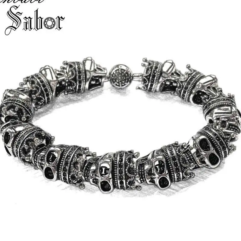 Мужские браслеты с застежкой и черепами нео готический Подарочный браслет