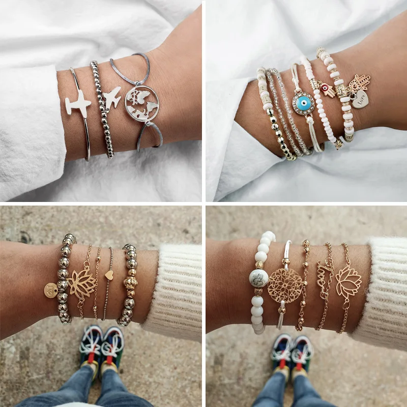 Модные Туфли лодочкой смесь браслет набор богемский многослойный из бисера