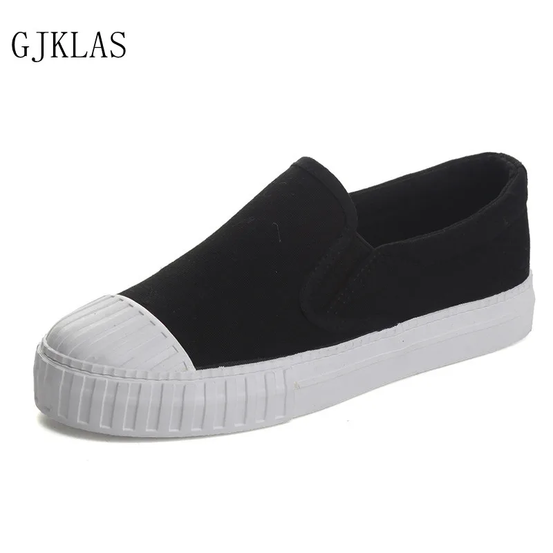 

Canvas Flat Vulcanize Shoes Womens Sneakers Casual Fashion Confortable Shoes Loafers Women Slip Ons White Black Sneaker Shoe