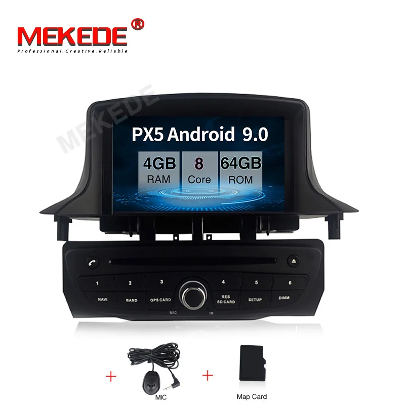 4+ 64G Автомобильный Android 9,0 Ca DVD gps плеер для Renault Megane 3 Fluence 2009- с GsP навигацией Радио стерео BT Wifi - Color: PX5 black