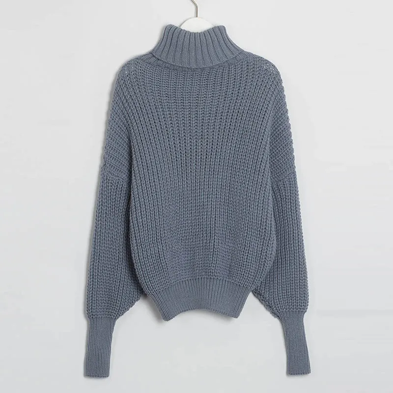 Вязаный женский свитер Yanueun с высоким воротником пуловер ярких цветов базовый