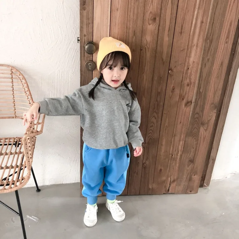 Детская одежда в Корейском стиле для мальчиков и девочек толстовка с капюшоном