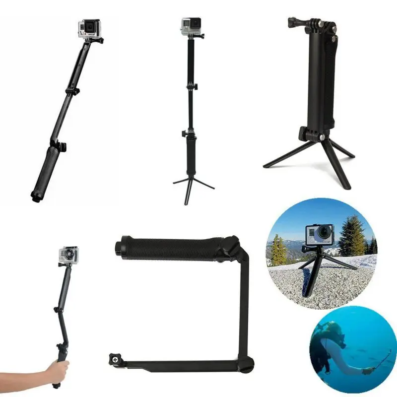 3 Way Grip Waterproof Monopod Selfie Stick Sports Camera Tripod Bracket Foldable Stand For Gopro Hero 5 6 4 for Xiaomi yi 4K