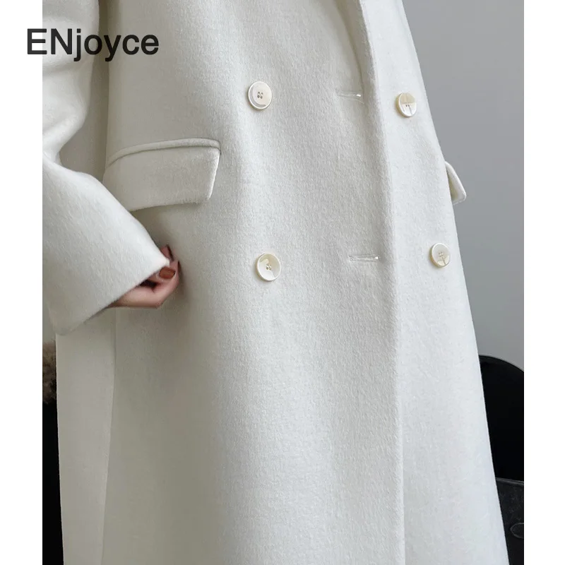 Зимнее новое шерстяное кашемировое длинное пальто в стиле ретро черный