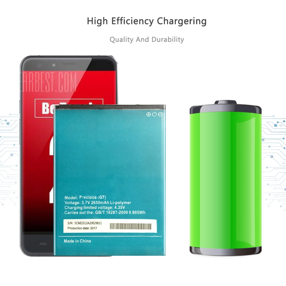 

For Elephone G7 Rechargeable Li-ion Polymer Batteries 2650mAh For Elephone Precious G7 Cell Phone Battery