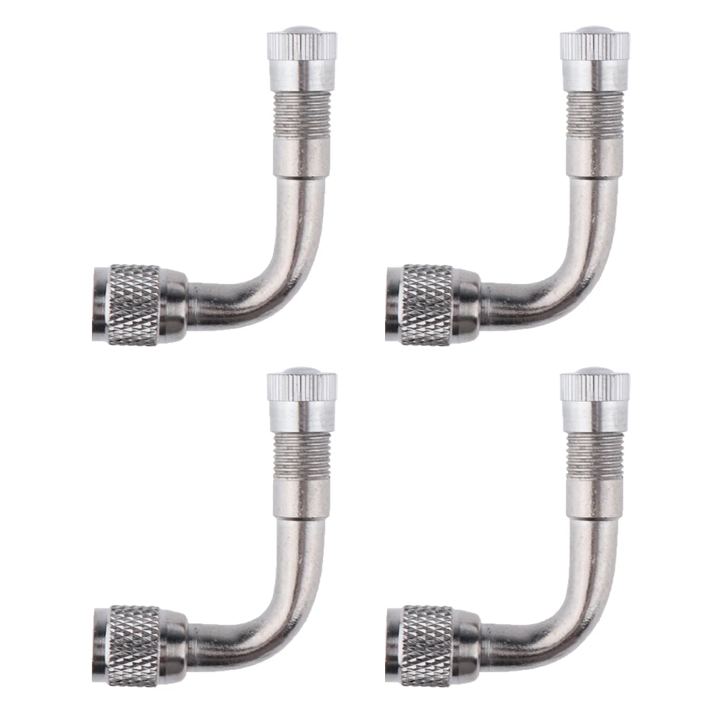 

4 шт. Серебряная 90 латунная автомобильная шина удлиненная надувная труба 45/90/135 градусов