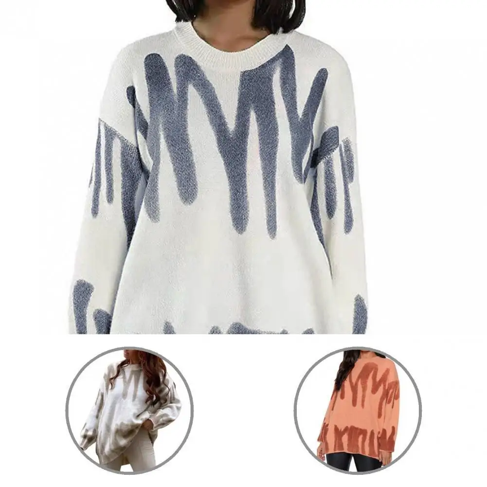 

Теплый шикарный свободный крой плюшевый свитер холодностойкий женский трикотаж ребристые манжеты Женская одежда