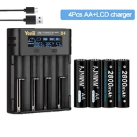 aa rechargeable battery 2800mah 1 2v ni mh aa battery with lcd battery charger for 3 7v li ion battery 18650 26650 aa battery