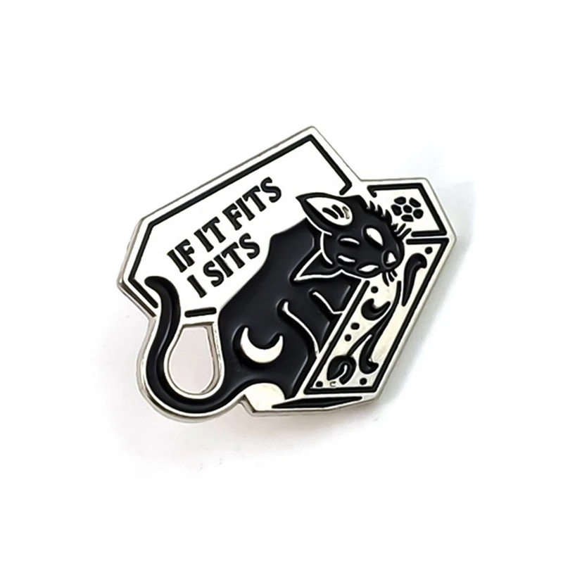 Брошь в виде кота гроб Луна Черный кот лежа коробке &quotесли он подходит мне