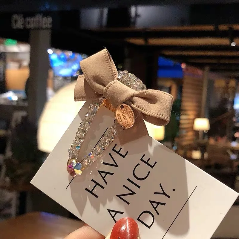 2019 элегантные металлические зажимы для волос с бантом Стразы женские заколки