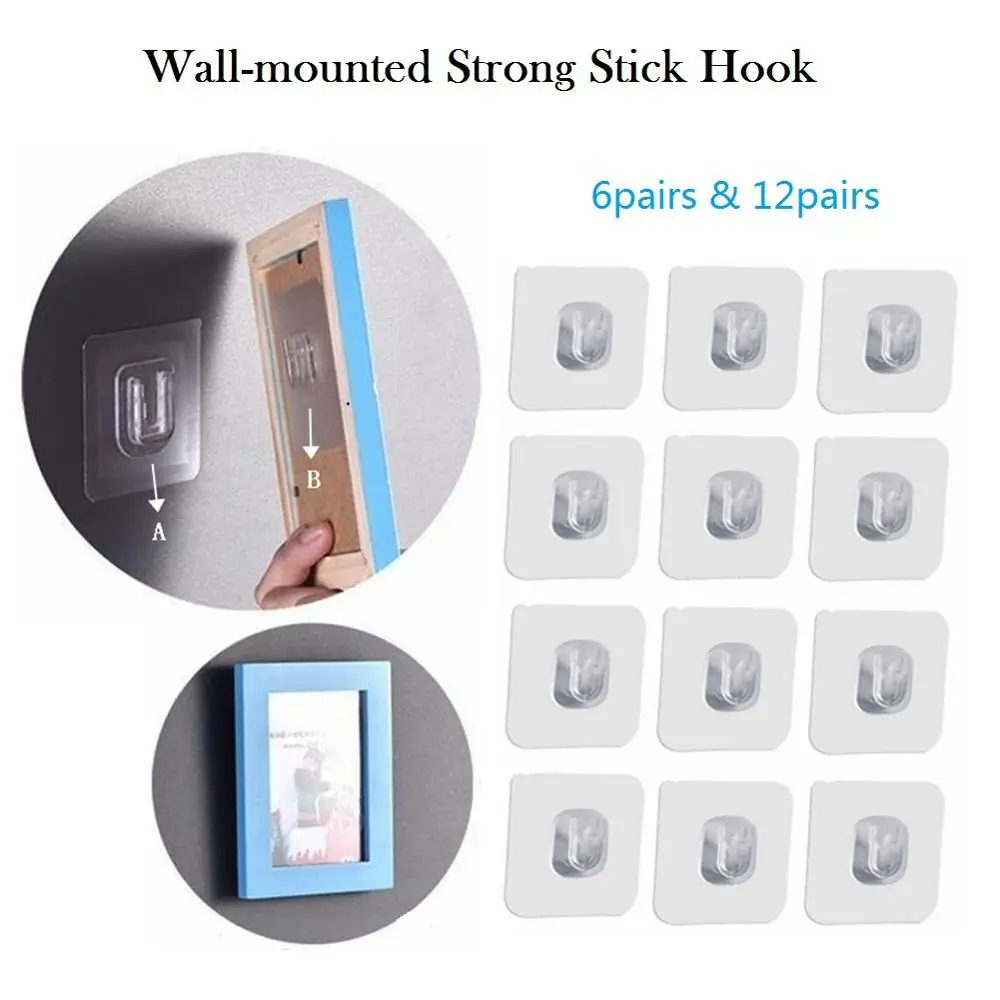 

Double-sided Wall Hooks Waterproof Oilproof Self Adhesive Hanger Strong Transparent Suction Cup Sucker Seamless Hanging Hook