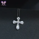 Ожерелье с подвеской-крестом из серебра 925 пробы, с бриллиантами