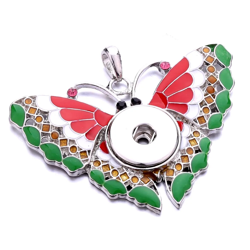 New Colorful Butterfly Snap Button Necklace Jewelry Fit 18mm Metal Buttons Pendant | Украшения и аксессуары