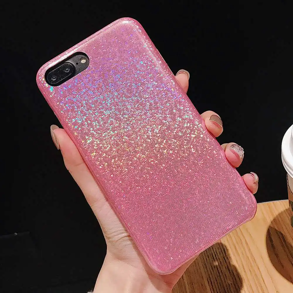 KISSCASE мягкие блестящие градиентные лазерные Чехлы для iPhone X XS Max XR силиконовые 8 7 6 6S