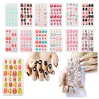 Новый 24 шт конфеты накладные ногти нажмите кнопку включения с изображением мультипликационных персонажей для детей полное покрытие для собственной личности клея Съемная поддельные ногтей лак для ногтей для девочек набор для маникюра