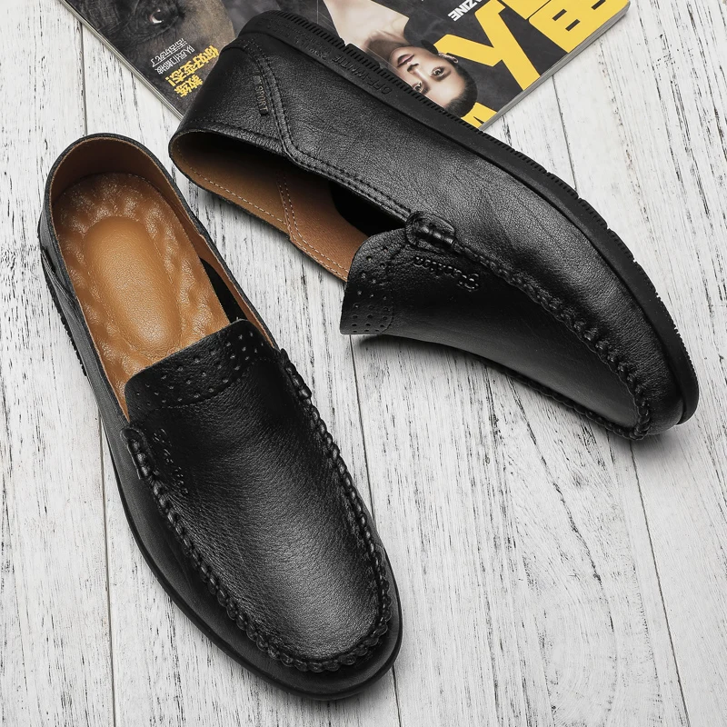 

Mens Causal Shoes Men's Casual Leather Shoes Men Flat Mens Hot Sale 2020 Man Black Zapatos Casuales Shoe Male Fashion
