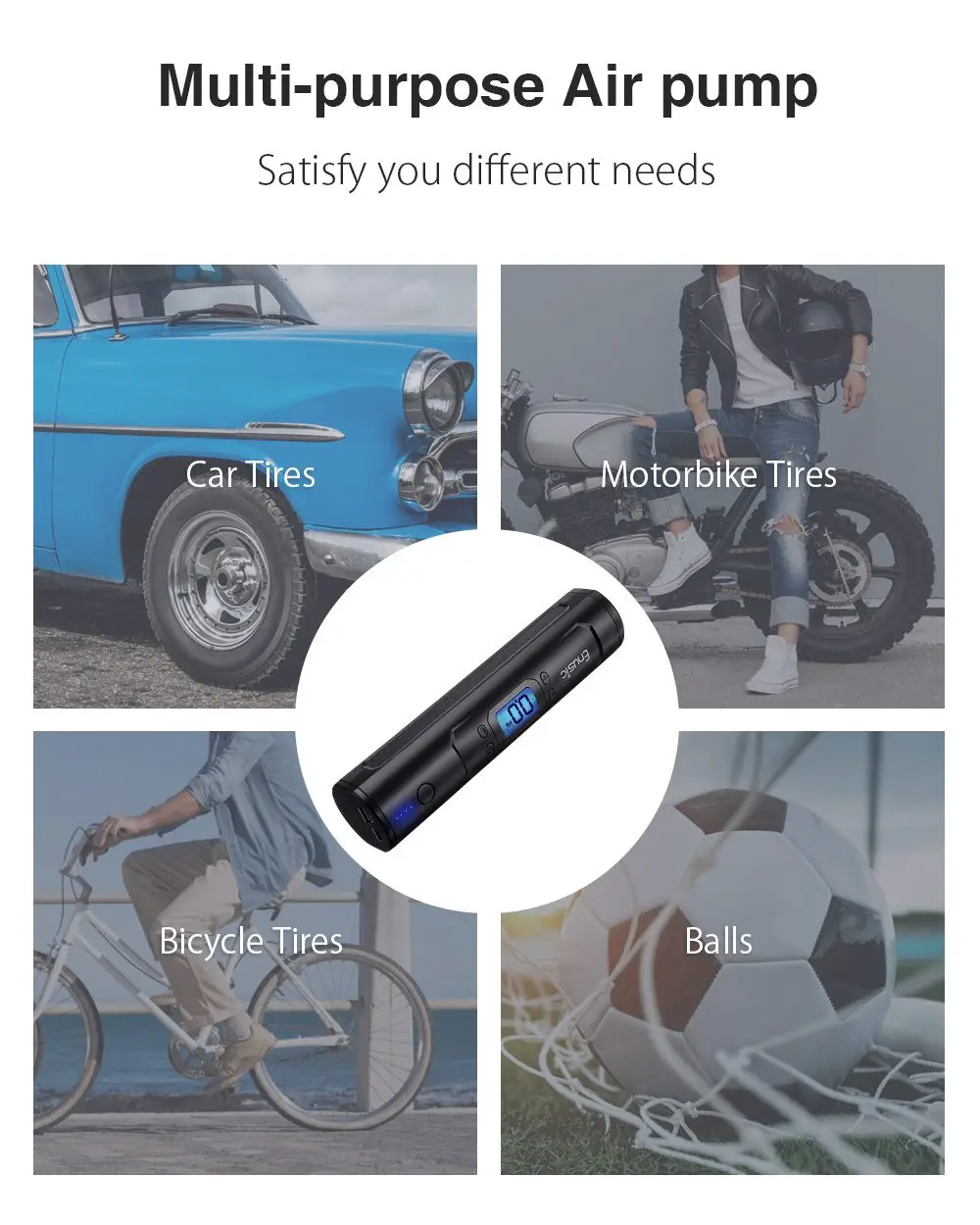 

12V 150PSI Rechargeable Air Pump Tire Inflator Cordless Portable Compressor Digital Car Tyre Pump for Car Bicycle Tires Balls