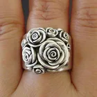 ZHOUYANG, Ретро стиль, покрыто розовым цветком, кольца для женщин, цвет: старое серебро кольцо любовь подарок для девочек ювелирные изделия оптом KBR337