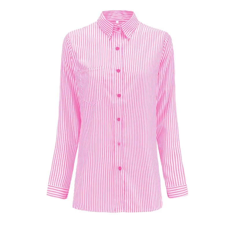 

Spring Striped Shirt Women Long Sleeve Button Up Shirt Ladies Oversized Big Size Plus Size Office Shirt Blouse Female 4xl 5xl
