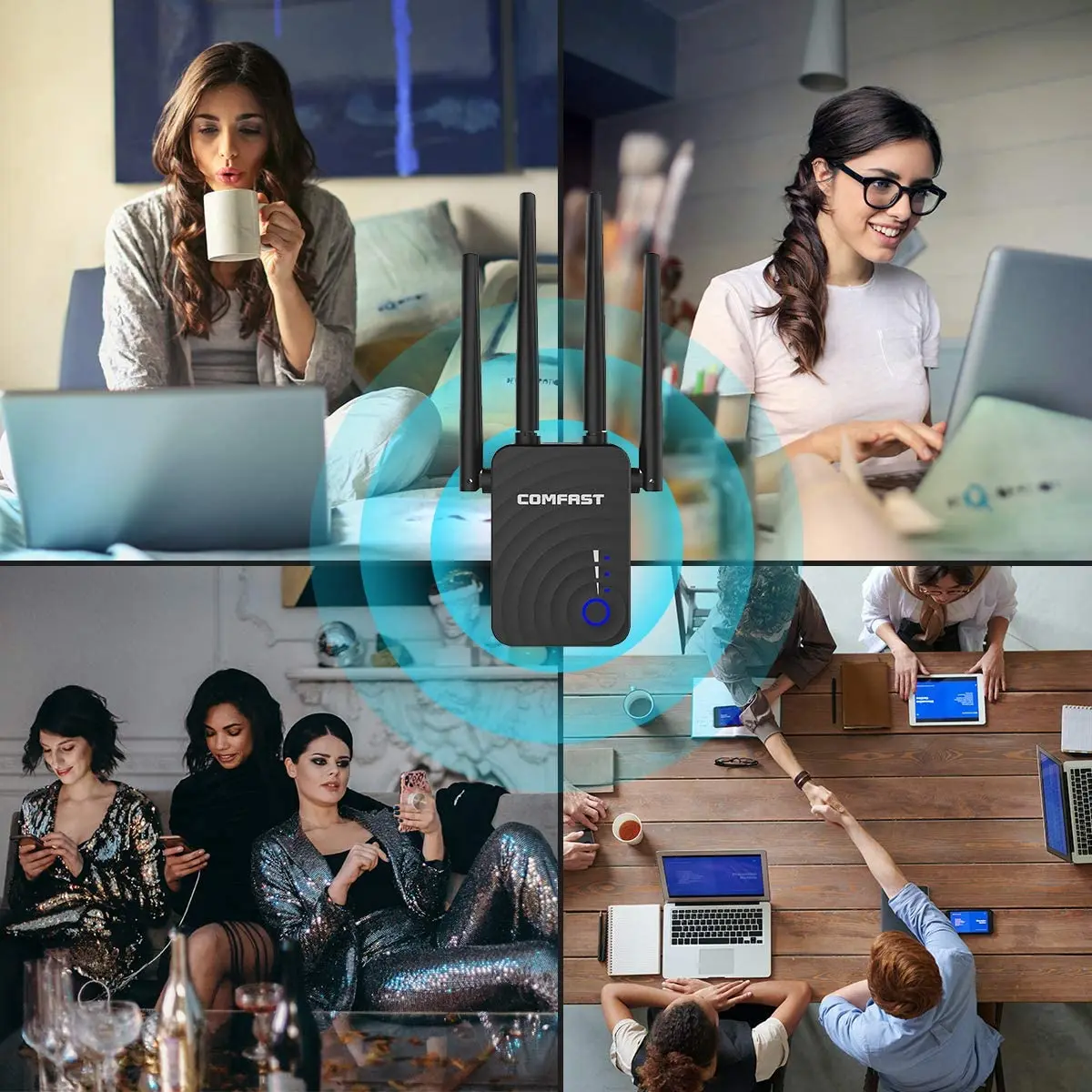 Расширитель Wi Fi 5 ГГц 1200 Мбит/с крышки усилителя 1500Sq.ft Беспроводной диапазона