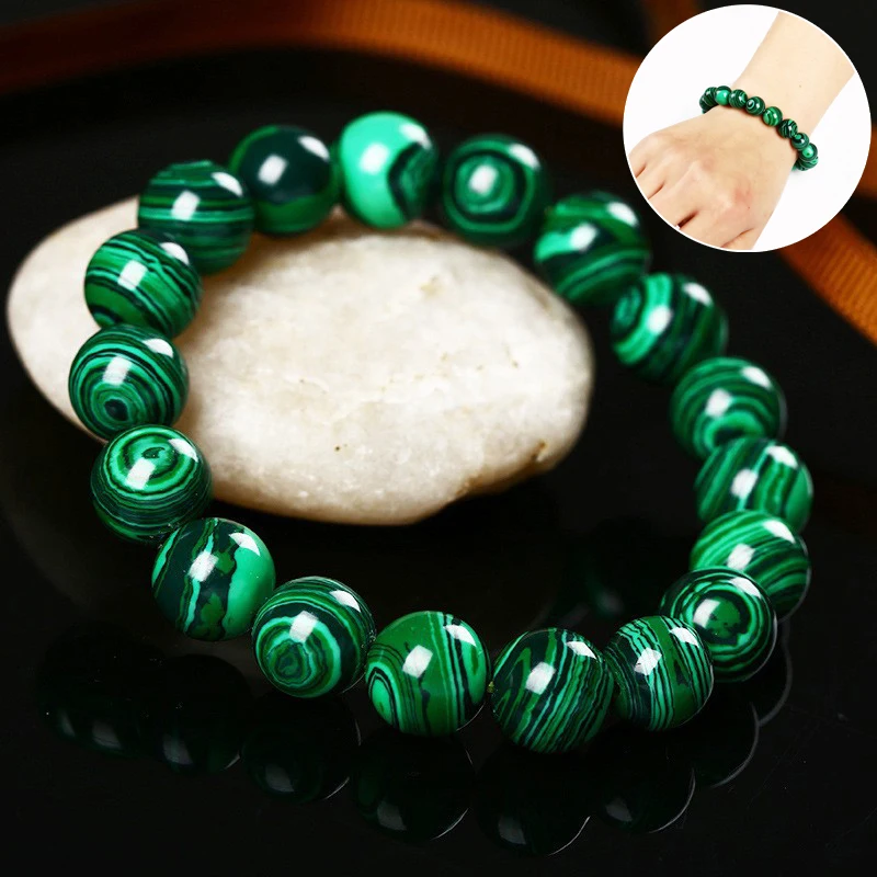 

High Quality Green Stone Bracelet For Unisex Natural Malachite Beaded Bracelet Malachite Energy Balance Malachite Stone малахит